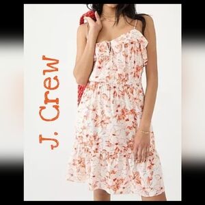 J. Crew Womens Tiered Mini Dress In Breezy Blooms Sz L Orange & Ivory Sundress